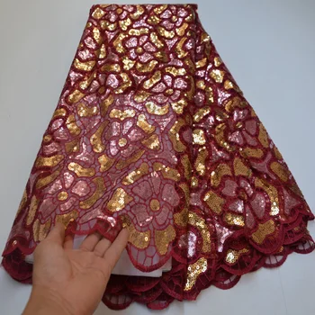 (5yards/pc) cele mai recente violet African dantelă franțuzească foarte frumos brodate paiete net dantela tesatura pentru rochie de petrecere FLP255