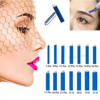 Tebori 0.18 mm 18pin Flex microblading ac Permanent Make-Up tatuaj sprancene de unică folosință ac tatuaj microblading ac albastru