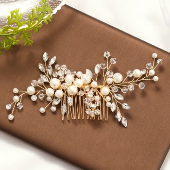 Trendy Aur Perla de Cristal Nunta Tiara Piepteni de Păr Accesorii de Par pentru Mireasa Caciula Femei Nunta de Păr Bijuterii Accesorii