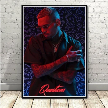 Chris Brown Printuri Album de Muzica Rapper, Cântăreț de Hip-Hop Star Panza Pictura in Ulei Arta de Perete de Poze Decor Acasă quadro cuadros