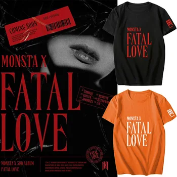 KPOP MONSTA X 3-lea Album de DRAGOSTE FATALĂ Suport T-shirt K-pop MONSTA X Maneca Scurta Tricou de Vara Vrac Top Tee Fan Colecție Cadou