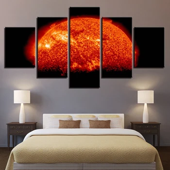 Panza HD Printuri Pictura Arta de Perete Cadru 5 Piese Stea la Soare Imagini de Lumină Modular Spațiu Planeta Poster Living Decorul Camerei