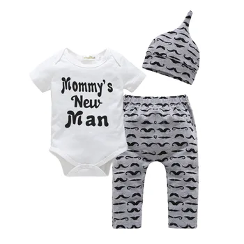 Sugar Baby Boy Haine 2019 Vara lui Mami Om Nou Scrisoare de Imprimare Body+Pantaloni+Bentita 3PCS Seturi de Prunc Nou-născut Îmbrăcăminte Tinuta