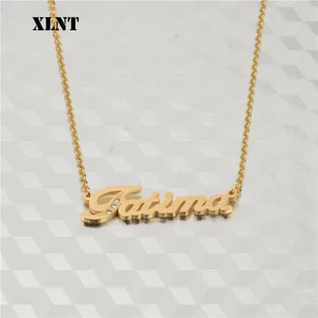 XLNT Fatima Stras Numele Colier Personalizat Litere Numele Pandantiv Aur, Argint Coliere Bijuterii Cadou Picătură de Transport maritim