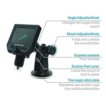 Digital Microscop Electronic 4.3 inch HD OLED de 3.6 MP 1-600X Lupa G600 Portabil LCD 1080P UE Plug Pentru Pcb Placa de baza de Reparații