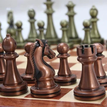 11 Inci Rabatabil din Lemn Set de Șah cu Aliaj de Șah Mare Tabla de Sah pentru Depozitare Internațional de Șah pentru Copii Adulti Entertainme