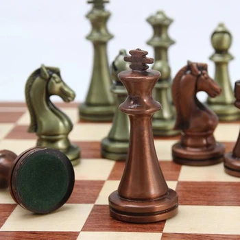 11 Inci Rabatabil din Lemn Set de Șah cu Aliaj de Șah Mare Tabla de Sah pentru Depozitare Internațional de Șah pentru Copii Adulti Entertainme