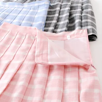 Dulce Drăguț de Culoare-linie Sub Fuste-Fusta imprimeu Femei de Moda Harajuku Talie Inalta Fusta Plisata Stil Preppy Bumbac Fusta Mini