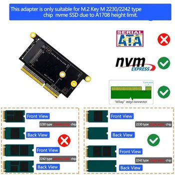 Unitati solid state M. 2 NVMe Cheie M 2230/2242 Tip Adaptor Card pentru Apple Macbook A1708 Model