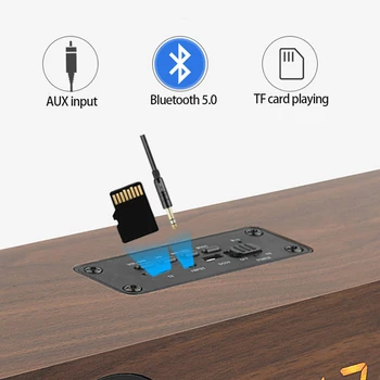 Home Theater de Lemn TV Soundbar Wireless Coloana Bluetooth Speaker-Ceas cu Alarma Multi-funcția de Subwoofer pentru Boxe de Calculator AUX