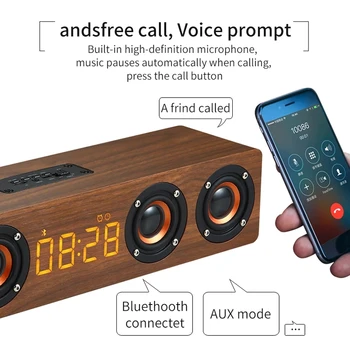 Home Theater de Lemn TV Soundbar Wireless Coloana Bluetooth Speaker-Ceas cu Alarma Multi-funcția de Subwoofer pentru Boxe de Calculator AUX