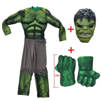 Copii de Craciun Cadouri de Ziua de nastere Hulk Cosplay Musculare Costume, inclusiv Masti Halloween pentru Copii Costume cu mănuși