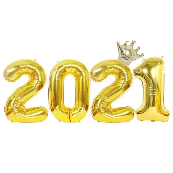 1 Set 40inch 2021 Aur, Argint, Negru, Albastru, Rose de Aur Aluminiu Creative Coroana Balon An Nou Fericit Petrecere pentru Sărbătoare de Familie