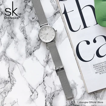 SK Super Slim Silver ochiurilor de Plasă din Oțel Inoxidabil Ceasuri Femei Top Brand de Lux Casual Ceas Doamnelor Încheietura Ceas Lady Relogio Feminino
