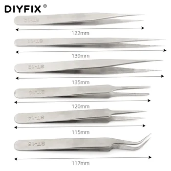 DIYFIX 6Pcs/Set de Precizie din Oțel Inoxidabil Electronice Pensete Kit Anti-alunecare, Anti-static, Cules de Forceps Telefon Instrumente de Reparații Set