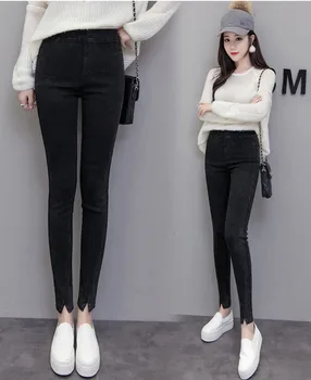 5xl Femei de Înaltă Talie Elastic Lungime de Glezna Blugi Toamna de Dimensiuni Mari, Pantaloni Skinny Negri Femei Bodycon Pantaloni Slim Mare Plus Dimensiune