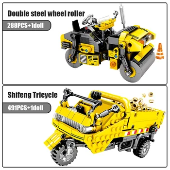 Orașul Inginerie Auto Buldozer, Macara De Constructii Blocuri Camion Excavator Cu Role Cărămizi Jucării Pentru Băieți