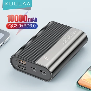 KUULAA Power Bank 10000mAh QC PD 3.0 PoverBank Încărcare Rapidă PowerBank 10000 mAh USB Mini Acumulator Extern Incarcator Pentru Xiaomi