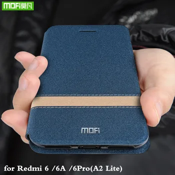 MOFi Pentru Redmi 6 6A Acoperi Caz Flip piele PU silicon Protector Temperat de Lux Acoperi Xiomi Redmi 6Pro A2 lite Caz de Telefon