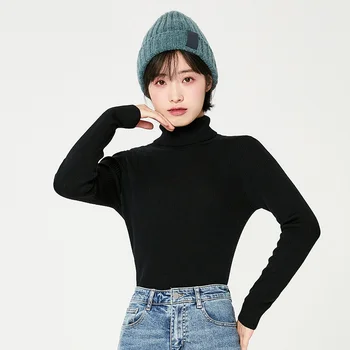 SEMIR Pulover femei 2020 toamna și iarna nou cald de înaltă gât bază pulover femei cardigan simplu solid color trend