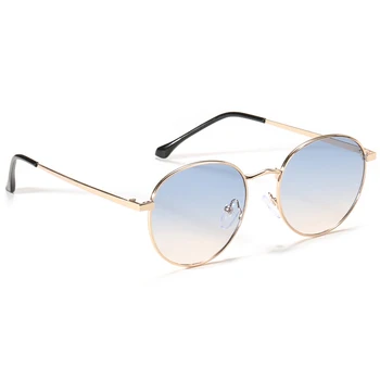 Peekaboo de metal de aur ochelari pentru barbati gradient de lentile uv400 femei mici ochelari de soare rotund 2021 accesorii de vară albastru maro