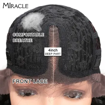 Miracol De Păr Sintetic Dantelă În Fața Peruca Ombre Parul Lung Ondulat Parul 28 Inch Blonda Peruci Pentru Femeile De Culoare Sintetic Dantelă În Fața Peruca