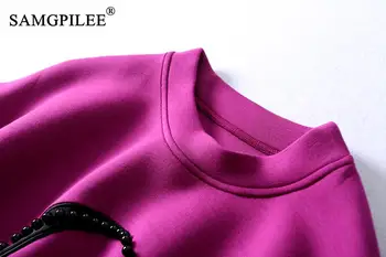 Toamna anului 2020 Haine Pentru Femei Casual Sacou Supradimensionat din Bumbac Complet Maneca Scrisoare Pulovere O-gât Plus Dimensiune Jachete Pentru Femei
