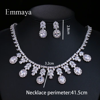 Emmaya Nou Design de bijuterii de Lux Stil Frunze Rotunde de Piatră Pentru Femei Frumoase AAA Zircon Colier Cercei Banchet Cadouri Pentru Prieteni