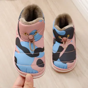 Copii pantofi pentru toamna si iarna noi copii drăguț bumbac cizme pentru copii non-alunecare de cald ghete camuflaj acasă cizme în aer liber