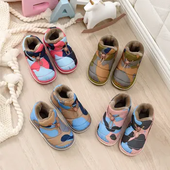 Copii pantofi pentru toamna si iarna noi copii drăguț bumbac cizme pentru copii non-alunecare de cald ghete camuflaj acasă cizme în aer liber