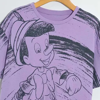 Disney Tricou Harajuku Aventurile lui Pinocchio Tie-dye Desene animate de Imprimare Maneca Scurta Femei Chic T-Shirt Bumbac de sex Feminin Tee Topuri