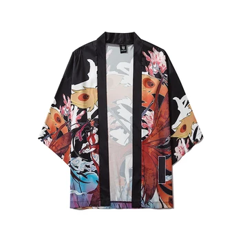 17 Culoare M - XXL 2020 Noua Moda Negru Harajuku Kimono Japonez Femei și Bărbați Topuri Bluze din Asia Haine de Vară pe Plajă Cardigan