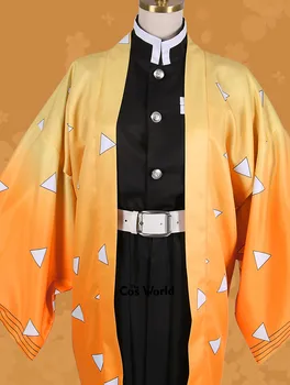 Demon Slayer: Kimetsu nu Yaiba Agatsuma Zenitsu Kimono Yukata Uniformă Costum Cosplay Anime Costume