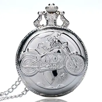 Amendă mare lanț de ceas de buzunar din argint Elegant și rafinat personalitate motocicleta pandantiv ceas de buzunar