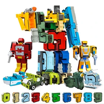 10buc Număr Magic de Transformare Robot de Asamblare Robot de Acțiune Figuri Deformate Digital Robot de Jucărie de Învățământ Pentru Copii