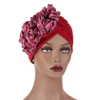 Europa și America de Moda Turban Capace pentru Femei Mare de Flori de sex Feminin Cap Împachetări Văl Musulman Capota Africane Headtie india Pălărie