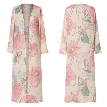 Bluza Femeie Retro Print Floral Kimono Cardigan Blusas Femeie Cămașă Sifon Maneca Lunga Tunica Vrac Plaja De Moda Casual