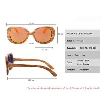 2019 Noua Moda Retro ochelari de Soare Lemn Zebra ochelari de Soare pentru Femei lucrate Manual din Lemn Reale Polarizat Ochelari de Călătorie UV400 Gafas de sol