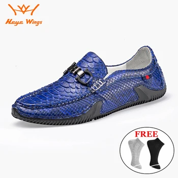 2020 nou design pentru bărbați pantofi pentru condus culoare albastru de înaltă calitate piele de Python piele de cauzalitate pantofi de moda om