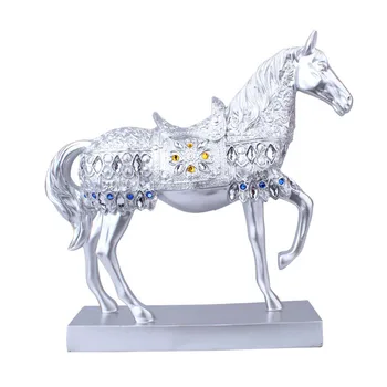 Rășină De Aur Argintiu Trăpaș Statuie Antică Decor Animal Sculptura Cal Figurine Miniaturale De Decor Acasă Accesor