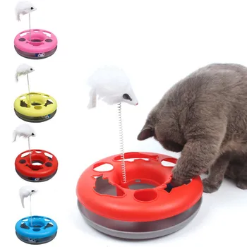 Jucarii Pisica Primăvară Soareci Amuzament Nebun Disc Multifunctional Disc Activitatea De Joc Animale De Companie Jucării Amuzante Mai Multe Culori