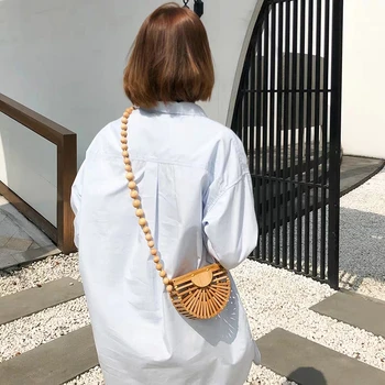Vară nouă femei bambus țesute saci uri de moda realizate manual coș de bambus sac gol pe Un Umăr Geanta Messenger Bohemia geanta de plajă