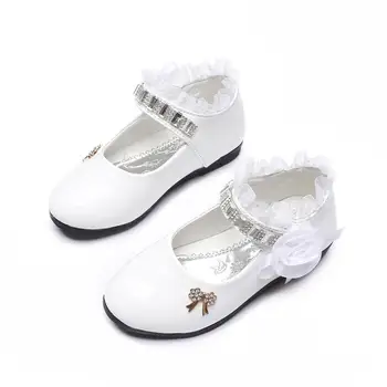 2020 nou Flori Fete Pantofi de Primavara Toamna Princess Dantela PU Piele Pantofi Drăguț Bowknot Stras Pentru 3-11 Vârstele Pantofi de Copil