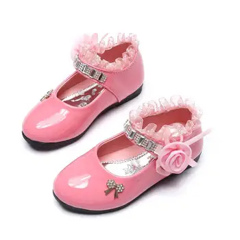 2020 nou Flori Fete Pantofi de Primavara Toamna Princess Dantela PU Piele Pantofi Drăguț Bowknot Stras Pentru 3-11 Vârstele Pantofi de Copil