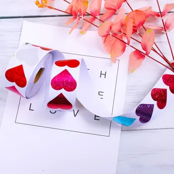 500pcs/rola Valentine Sclipici în Formă de Inimă Autocolante Scrapbooking Etanșare Etichete pentru Nunta Ziua Îndrăgostiților Dragoste Autocolante Decor