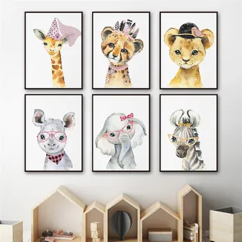 Moda de Desene animate Imagine Animal Home Decor de Perete de Arta de Imprimare și Poster Minunat Moderne Pânză de Pictură pentru Copii de Design Dormitor