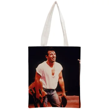 Personalizat Bruce Springsteen Tote Sac Reutilizabil Geantă De Mână Pungi De Cumpărături Două Părți Femei Umăr Pungă Pânză Pliabil Panza De Bumbac
