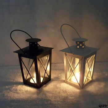 Negru/Alb Romantic Romantic Suport Lumanare Retro Agățat Lanterna Lampa Decor Pentru Cină Acasă Jun13
