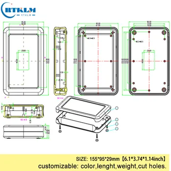 Handheld cutie de plastic proiect diy cutie carcase pentru electronice abs, cutie de joncțiune amplificator cabina de instrument caz 155*95*29mm