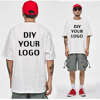 En-gros personalizate logo-ul de Imprimare de tricouri maneca jumătate homme teuri Picătură de Transport maritim barbati haine DIY Logo-ul Harajuku bumbac tricouri